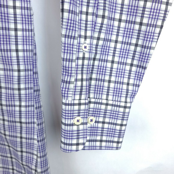 Peter Millar Shirt Mens Large Purple White Plaid Casual Long Sleeve Button Up - Picture 3 of 8